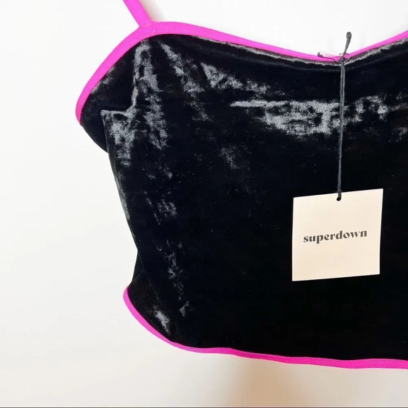 Superdown NWT Giana Black Velvet Cropped Tank Top - Picture 6 of 7